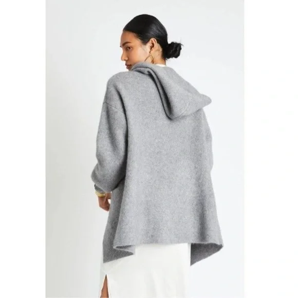 +BERYLL Vivian Cashmere Cropped Coat with Hood Coatigan, Shell Gray, OS, NWT